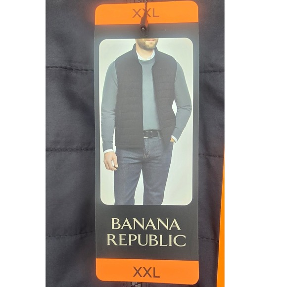 Banana Republic Mens Black Puffer Vest Quilted Full Zip Size XXL NWT - Picture 3 of 9